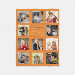 ORANGE Foto Blanket Collage Instagram Gold Fleecedecke