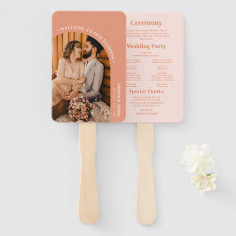 Orange Foto Boho Disco Wedding Programm Fächer