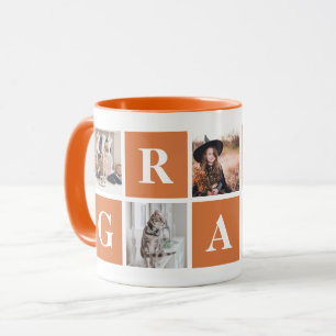 Orange Foto Collage personalisierte Fehler für Om Tasse
