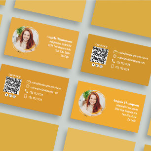 Orange Foto QR Code Social Media Visitenkarte
