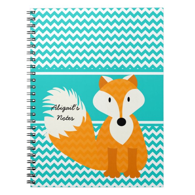 Orange Fox auf Zickzack Personalisiertem Notebook Notizblock (Vorderseite)