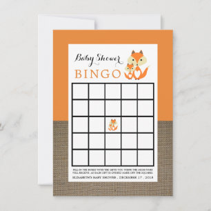 Orange Fox Burlap Baby Dusche Bingo