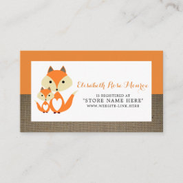 Orange Fox Burlap Baby Duschgeschenk Registrierung Begleitkarte