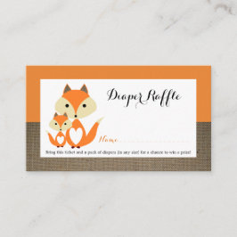 Orange Fox Burlap Baby Duschkopf Windeln Raffle Ti Begleitkarte