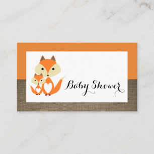 Orange Fox Burlap Baby Shower Ticket Einladung