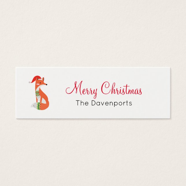 Orange Fox in Roter Weihnachtsmannmütze Frohe Weih (Vorderseite)