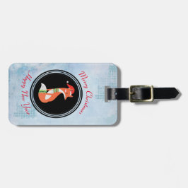 Orange Fox in Roter Weihnachtsmannmütze Frohe Weih Gepäckanhänger