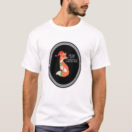 Orange Fox in Roter Weihnachtsmannmütze Frohe Weih T-Shirt