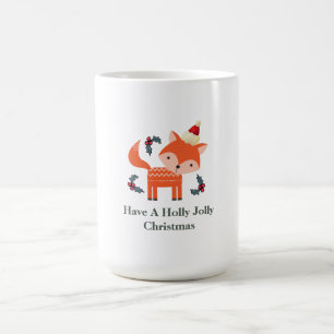 Orange Fox in Weihnachtsmannmütze Niedliche Whimsi Kaffeetasse
