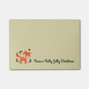 Orange Fox in Weihnachtsmannmütze Niedliche Whimsi Post-it Klebezettel