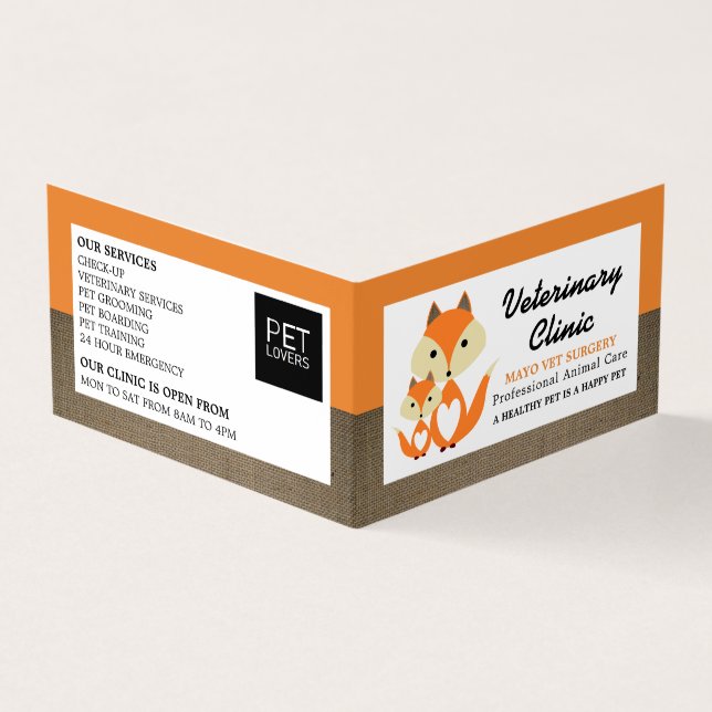 Orange Fox, tierärztlich, tierärztlich, im Einzeln Visitenkarten (Vorderseite)