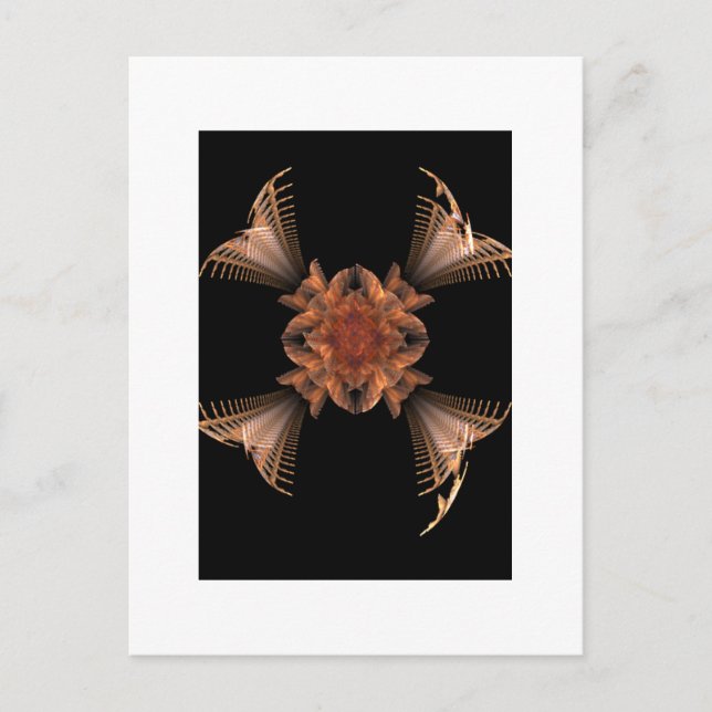 Orange Fraktal Art Floral Design Postkarte (Vorderseite)
