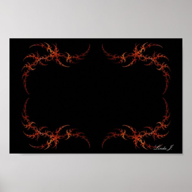 Orange Fraktal Fiery Border Leinwand oder Poster (Vorne)