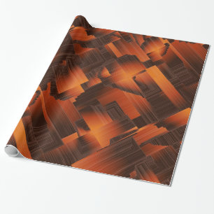 Orange Fraktal Wrapping Paper Geschenkpapier