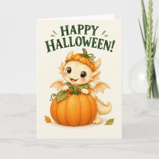 Orange Frohes Halloween-Kürbis-Baby-Drache Karte