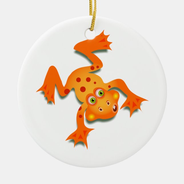 Orange Frosch Keramikornament (Vorne)