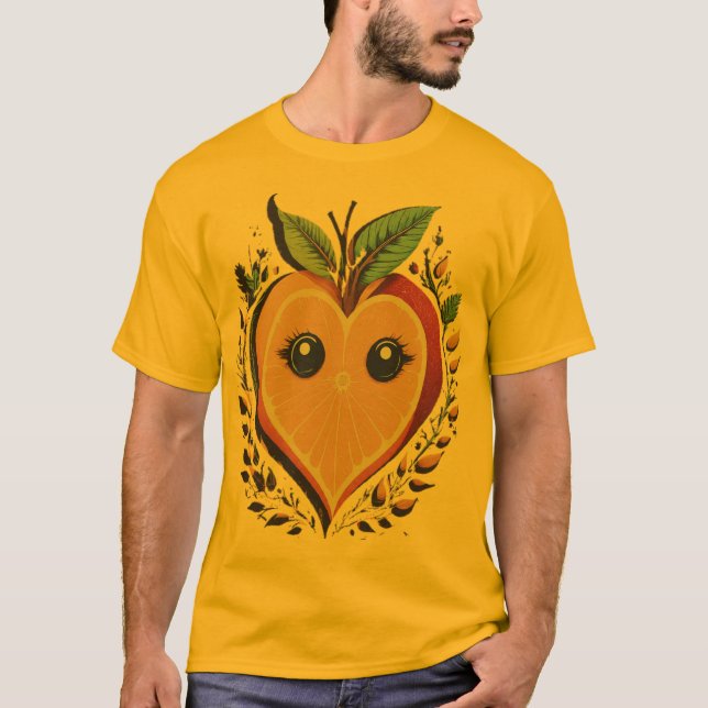 Orange Frucht Liebe Herz - Besondere Momente Desig T-Shirt (Vorderseite)