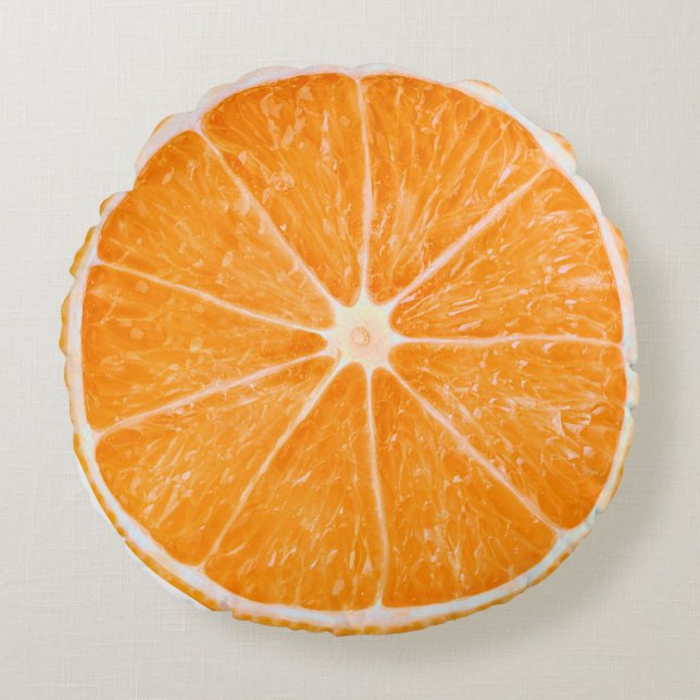 Orange Frucht-Scheibe niedlich Rundes Kissen (Vorderseite)