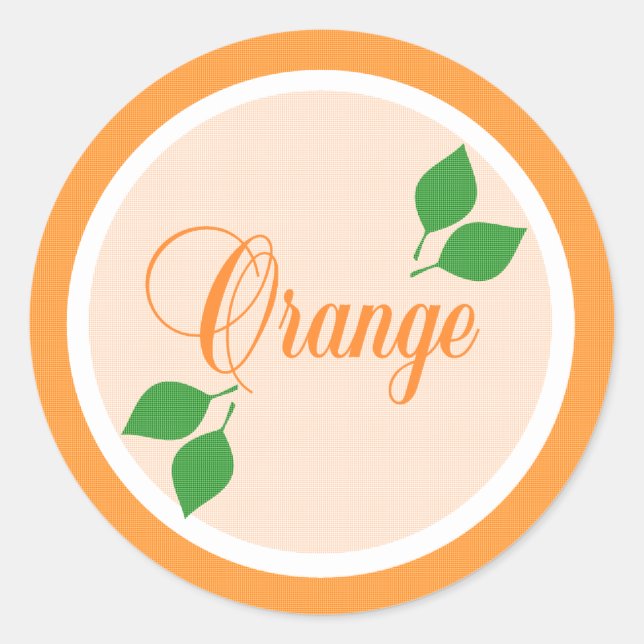 Orange Fruchtetikett Runder Aufkleber (Vorderseite)