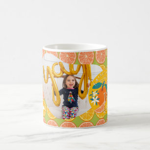Orange Fruchtiger Geburtstag Grüner Foto Kaffeetasse