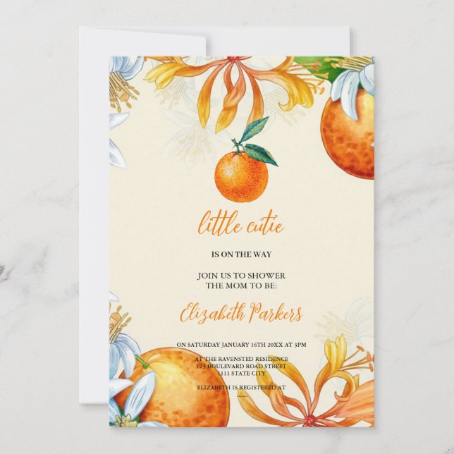 orange fruit babyshower invitation (Devant)