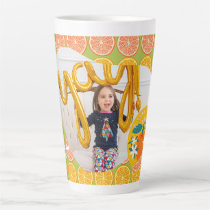 Orange Fruit Birthday Green Foto Milchtasse