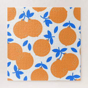 Orange Fruit: Exquisite blauweiße Muster.