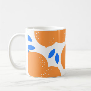 Orange Fruit: Exquisite blauweiße Muster. Kaffeetasse