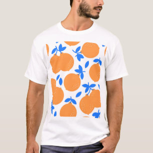 Orange Fruit: Exquisite blauweiße Muster. T-Shirt