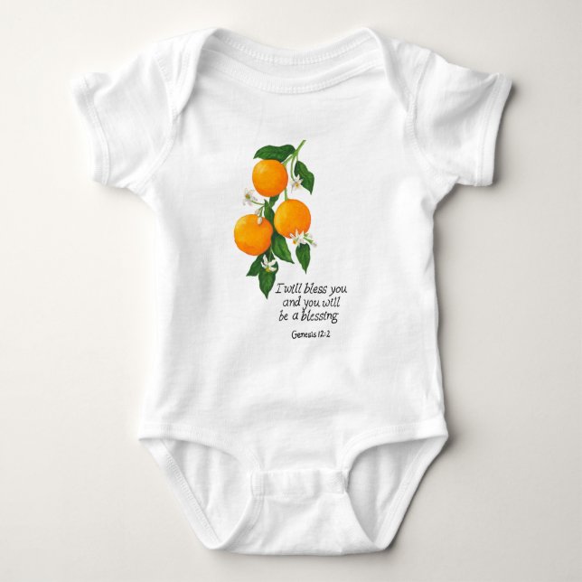Orange Fruit Genesis 12:2 Baby Strampler (Vorderseite)