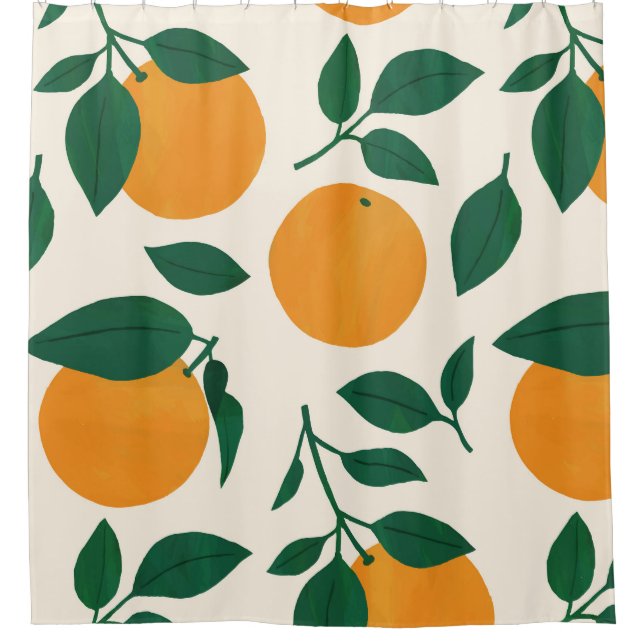 Orange Fruit Pattern Illustration Duschvorhang (Vorderseite)