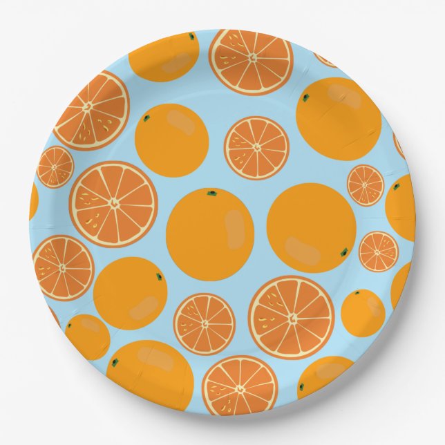 Orange Fruit Pattern Pappteller (Vorderseite)