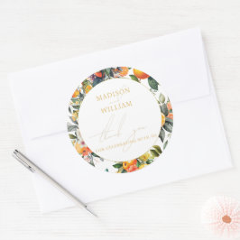 Orange Fruit Wedding Personalisiert Vielen Dank Runder Aufkleber