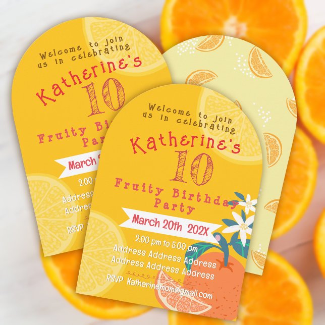 Orange Fruité Invitation Anniversaire (Orange Fruity Invitation Card.)