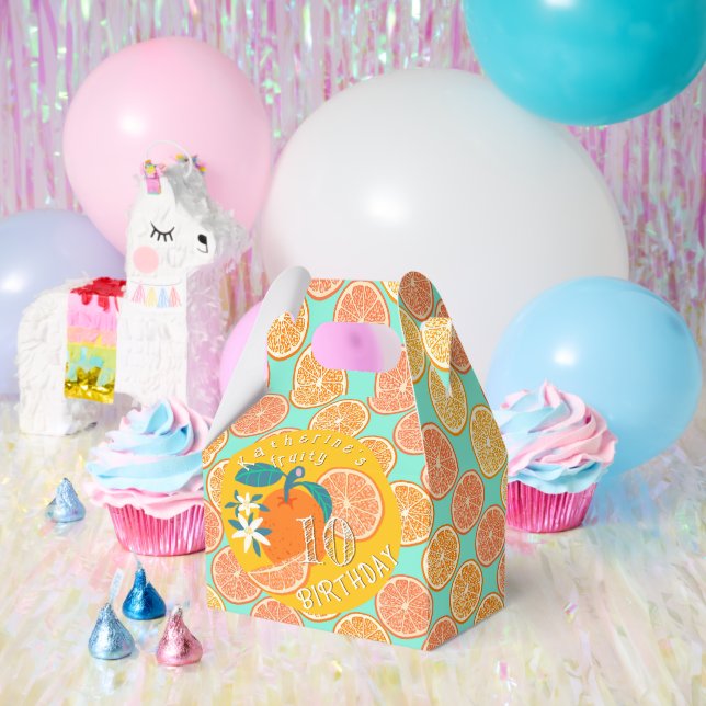 Orange Fruity Birthday Blue Geschenkschachtel (Party)