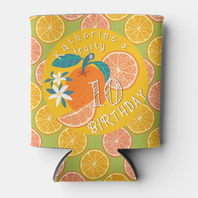 Orange Fruity Birthday Dosenkühler (Vorderseite)