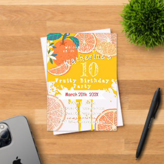 Orange Fruity Birthday Einladung