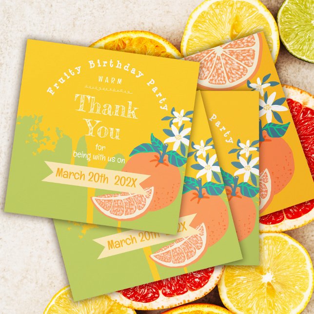 Orange Fruity Birthday Vielen Dank (Orange Fruity Birthday Thank You Card.)