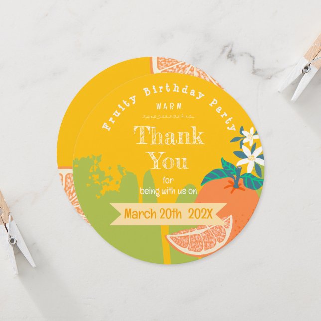 Orange Fruity Birthday Vielen Dank (Vorderseite/Rückseite Beispiel)