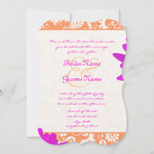 Orange & Fuchsia Gerber Daisy Wedding Einladung