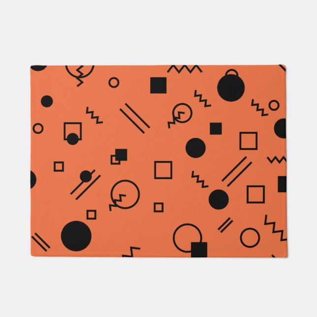 Orange, fun, trendy, geometric Memphis graphic Fußmatte (Vorderseite)