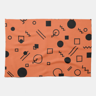 Orange, fun, trendy, geometric Memphis graphic Geschirrtuch