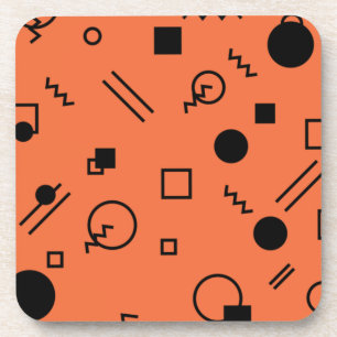 Orange, fun, trendy, geometric Memphis graphic Getränkeuntersetzer