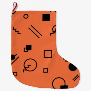 Orange, fun, trendy, geometric Memphis graphic Großer Weihnachtsstrumpf