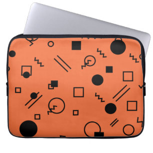 Orange, fun, trendy, geometric Memphis graphic Laptopschutzhülle