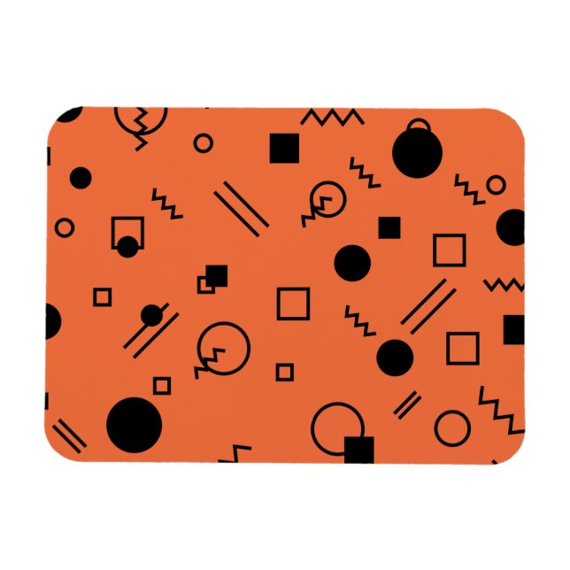Orange, fun, trendy, geometric Memphis graphic Magnet (Horizontal)