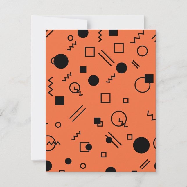Orange, fun, trendy, geometric Memphis graphic Mitteilungskarte (Vorderseite)