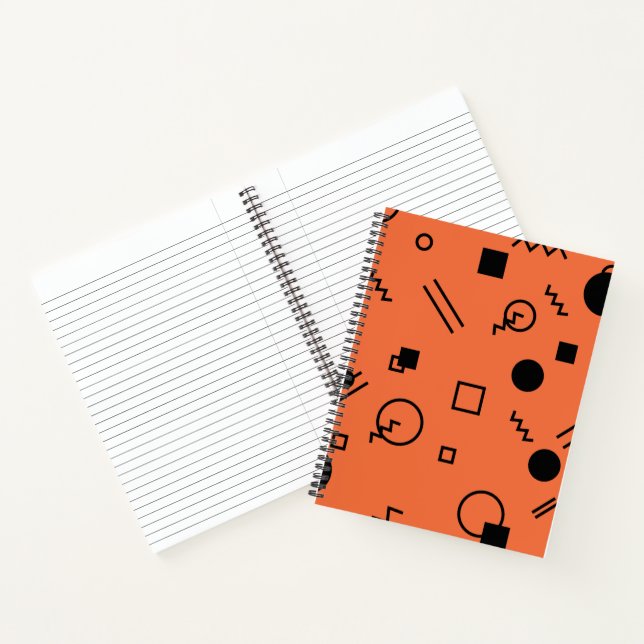 Orange, fun, trendy, geometric Memphis graphic Notizbuch (Innenseite)