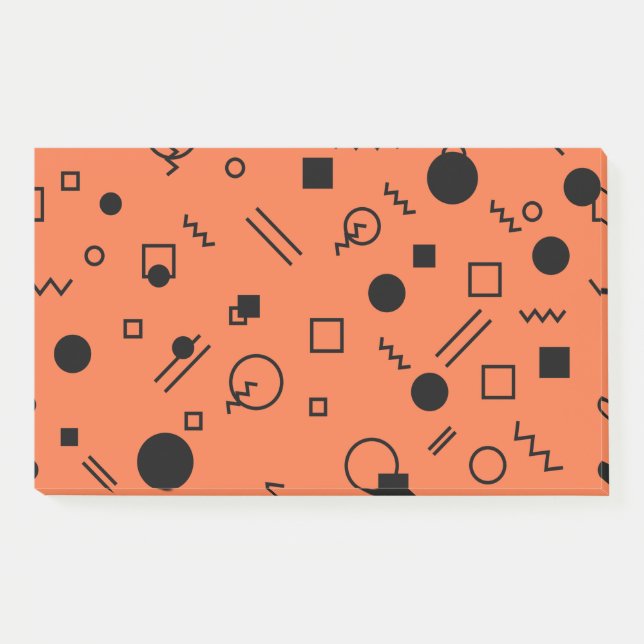 Orange, fun, trendy, geometric Memphis graphic Post-it Klebezettel (Vorderseite)