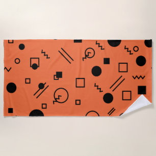 Orange, fun, trendy, geometric Memphis graphic Strandtuch